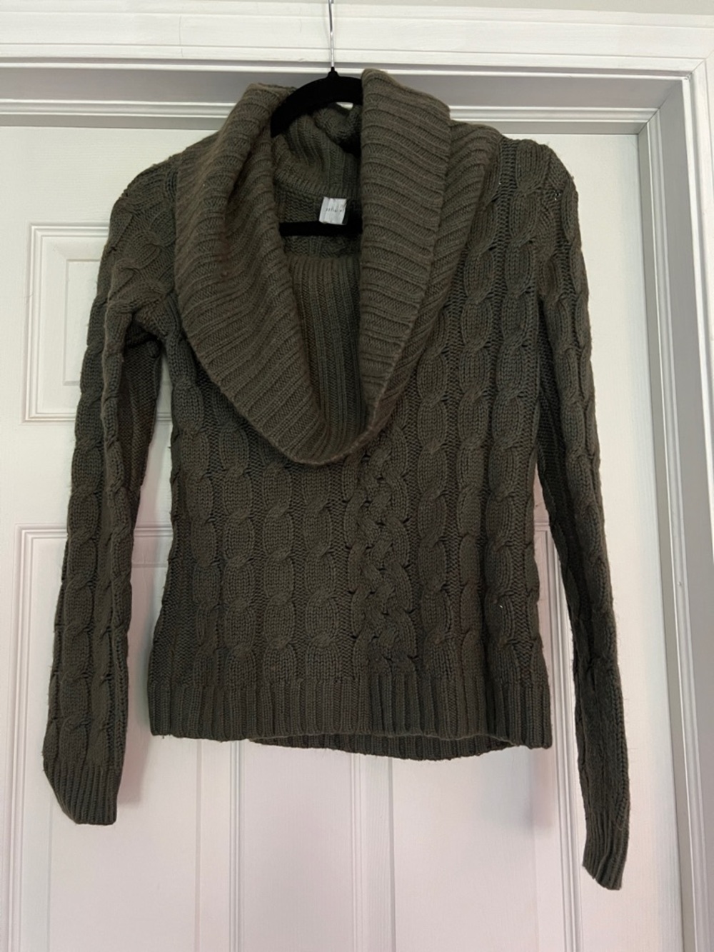 The Limited Olive Cable-Knit Shawl Collar Sweater - Women